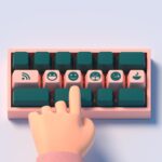 Finger presses the keyboard