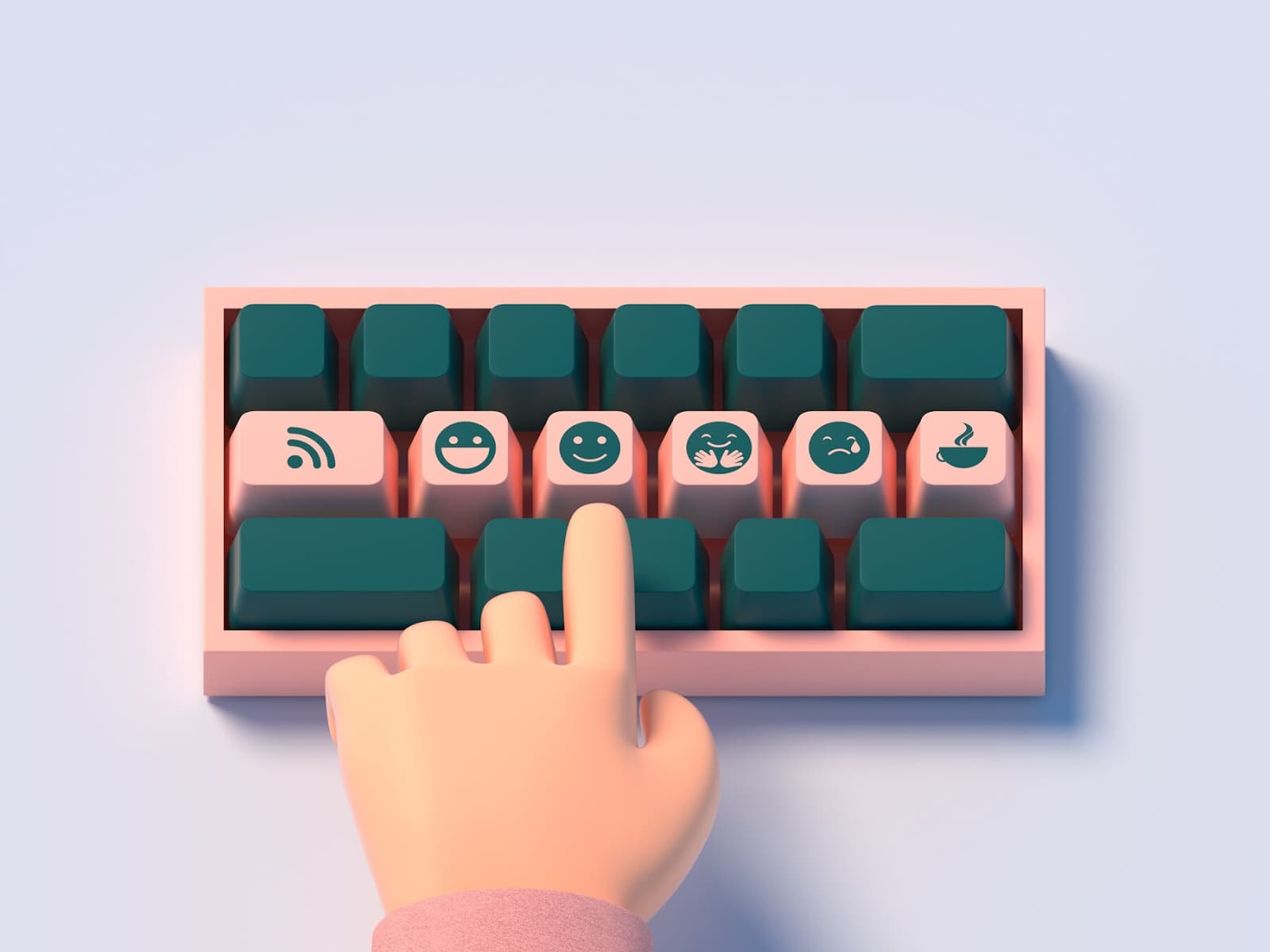 Finger presses the keyboard
