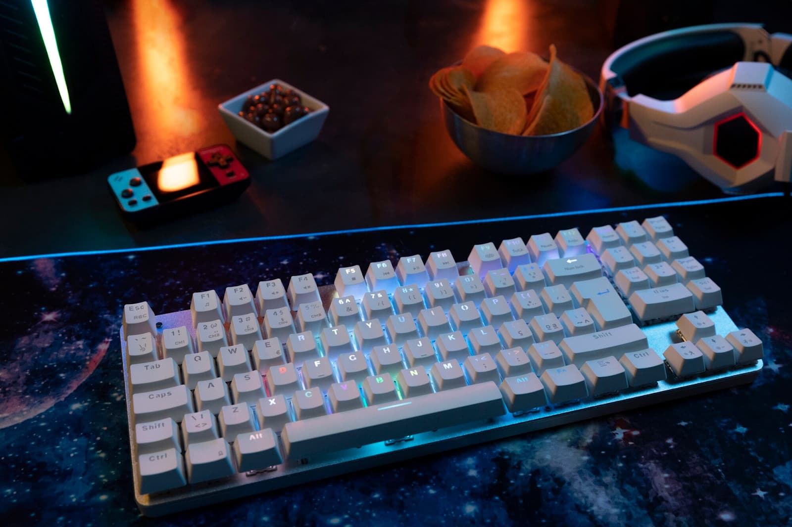 White keyboard with lights